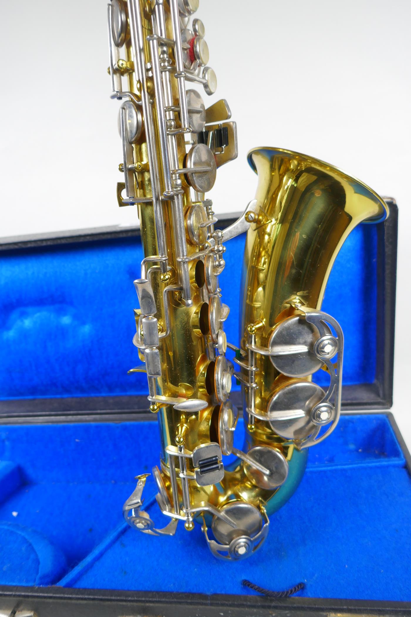An East German 'Meister' brass saxophone, cased - Image 5 of 6