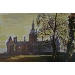 'Fettes', signed Edwin Ladell, and a wooded path by dwellings, signed J. Ramsden, both unframed