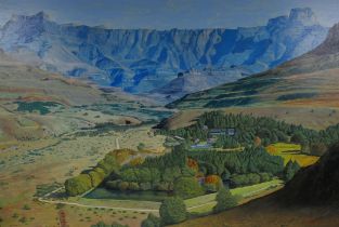 Mountain landscape, probably Table Mountain, initialled J.A. McQ, (19)77, oil on board, 91 x 61cm