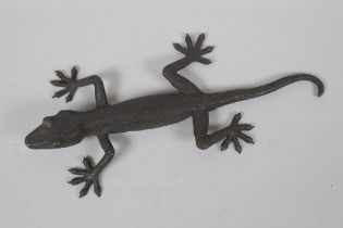 A filled bronze figure of a Gecko, 28cm long