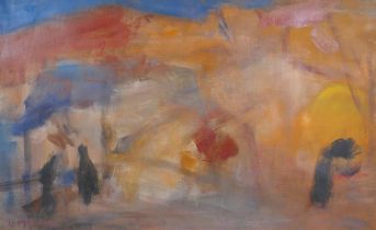 A. MacDonald, abstract landscape, signed, early C20th, oil on canvas, 55 x 91cm