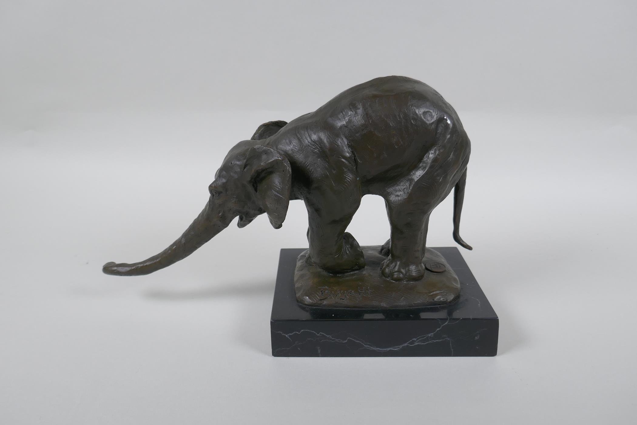 After Rembrandt Bugatti (Italian, 1884-1916), bronze figure of a begging elephant, 29cm long x - Image 3 of 5