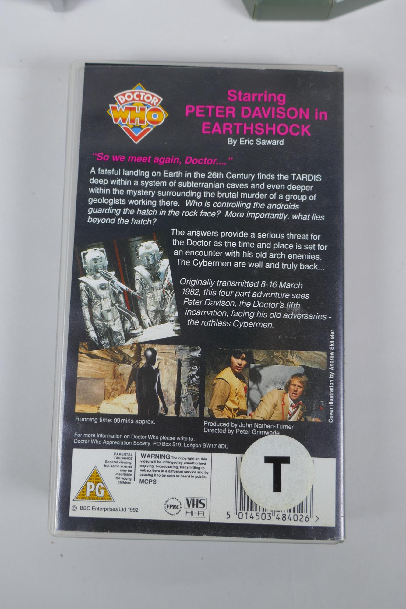 A quantity of Dr Who collectors' items, to include toy Daleks and Cybermen, moneybox, Earthshock VHS - Image 8 of 8