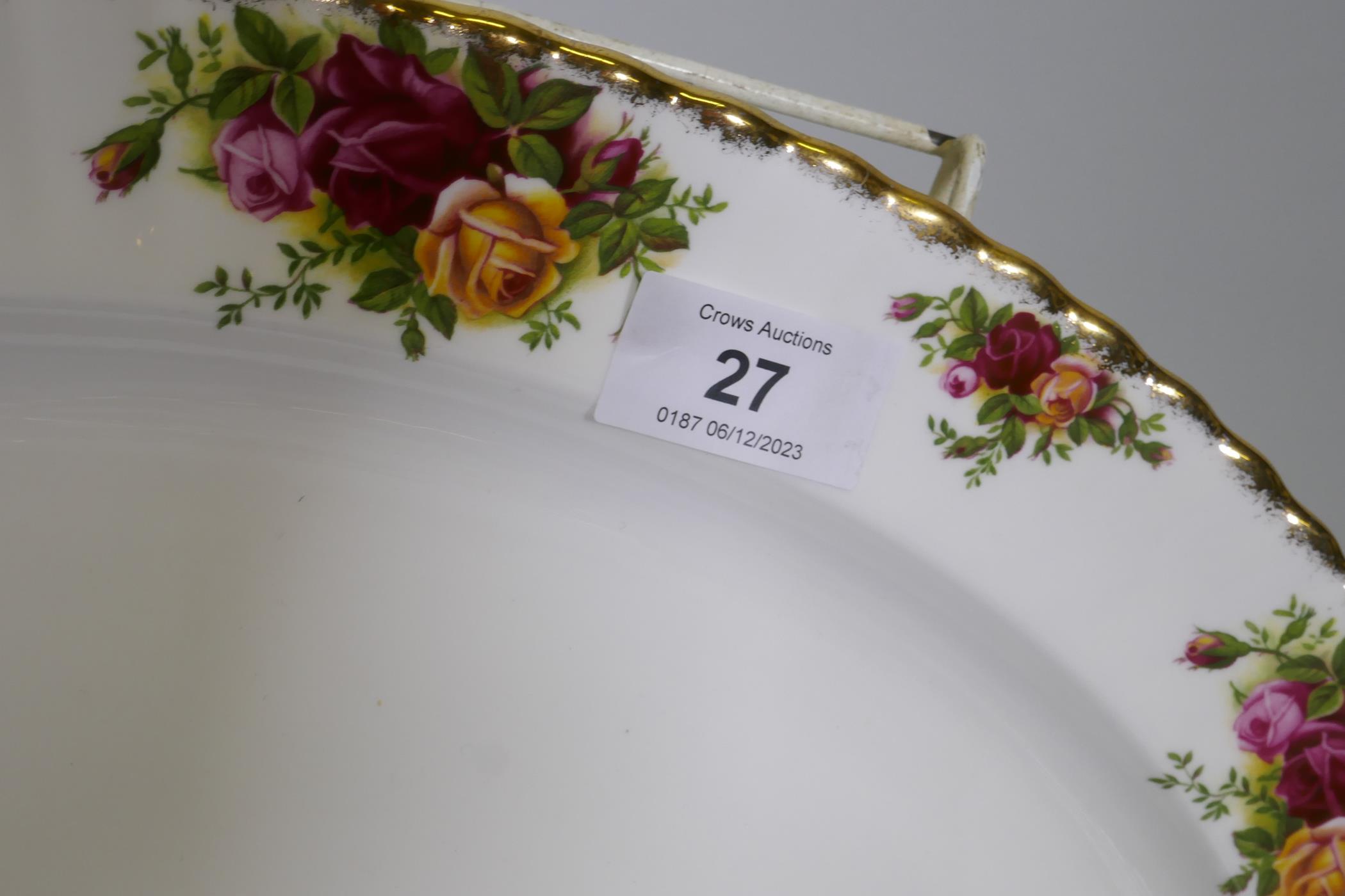 A Royal Albert Country Rose six place dinner service, with serving plates, tureens etc, appears - Image 6 of 7