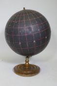 A Philips slate surface globe, with brass mounts and wood base, 65cm high