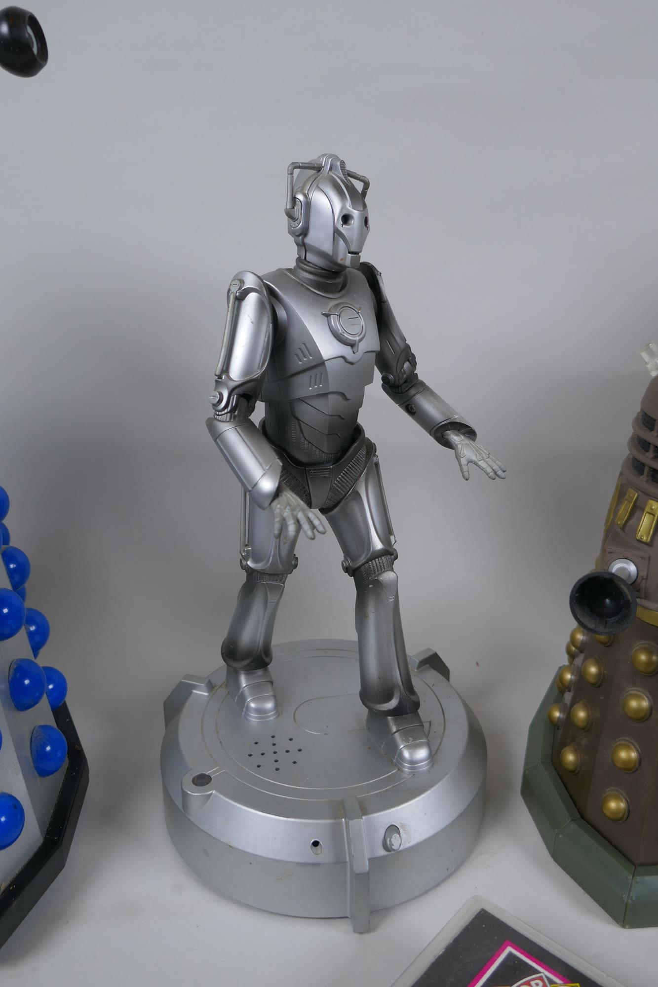 A quantity of Dr Who collectors' items, to include toy Daleks and Cybermen, moneybox, Earthshock VHS - Image 3 of 8