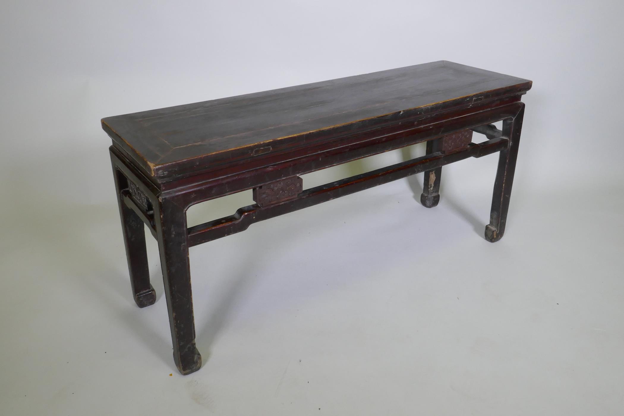 A Chinese hardwood low table, 109 x 34cm 50cm high - Image 3 of 3