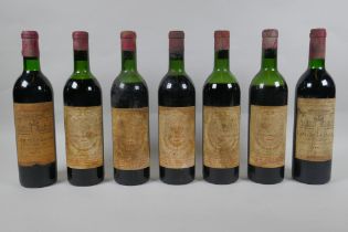 Five bottles of Chateau Pichon Baron, Pauillac, Gran Cru Classe 1960, together with two bottles of