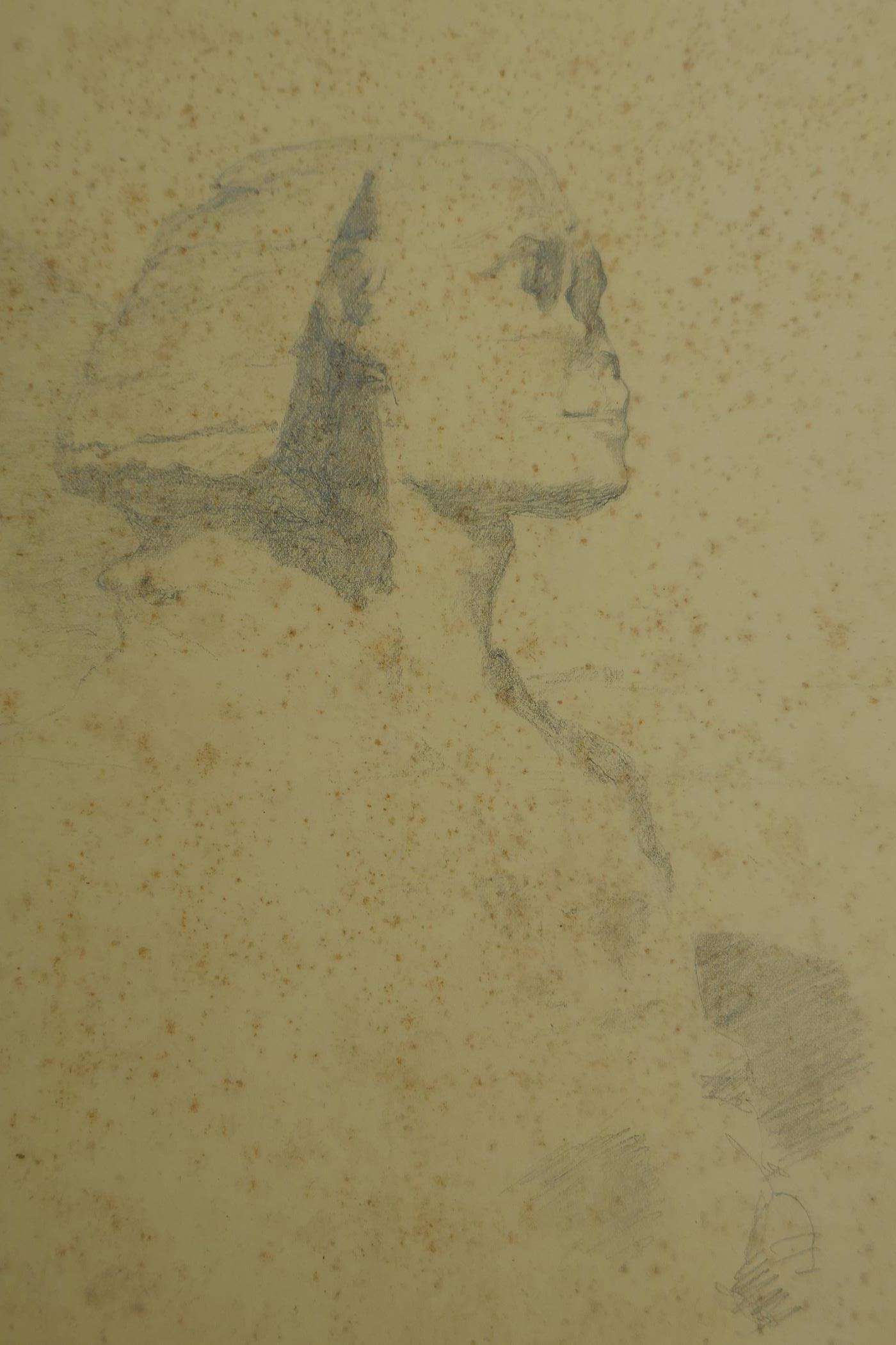 Una Hook RA, (b.1889),four early C20th pencil sketches of the Sphinx, one dated 1912, 21 x 27cm - Image 3 of 7