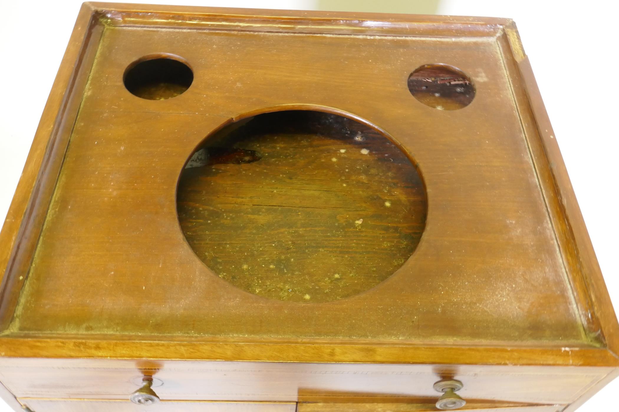 A Georgian mahogany commode/dressing chest with lift up top, two cupboards and pull out bottom - Image 2 of 3