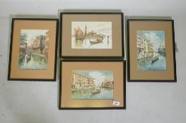 Studies of Venice, four watercolours, one signed indistinctly, mid C20th, 25 x 17cm