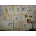 Una Hook RA, (b.1889), an early C20th folio of pencil sketches and watercolours, mainly portraits