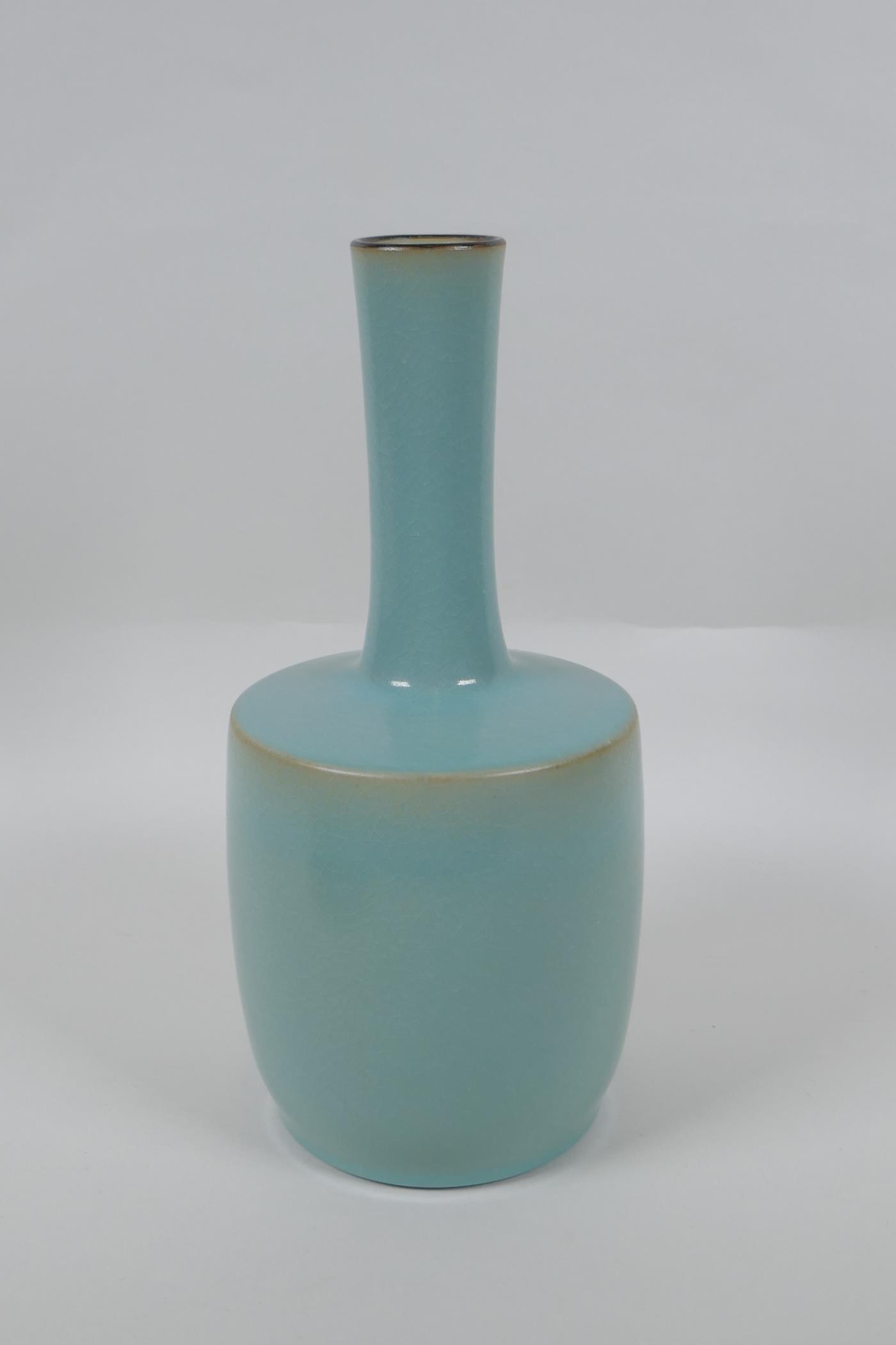 A Chinese Ru ware style mallet shaped vase, 27cm high - Image 3 of 4