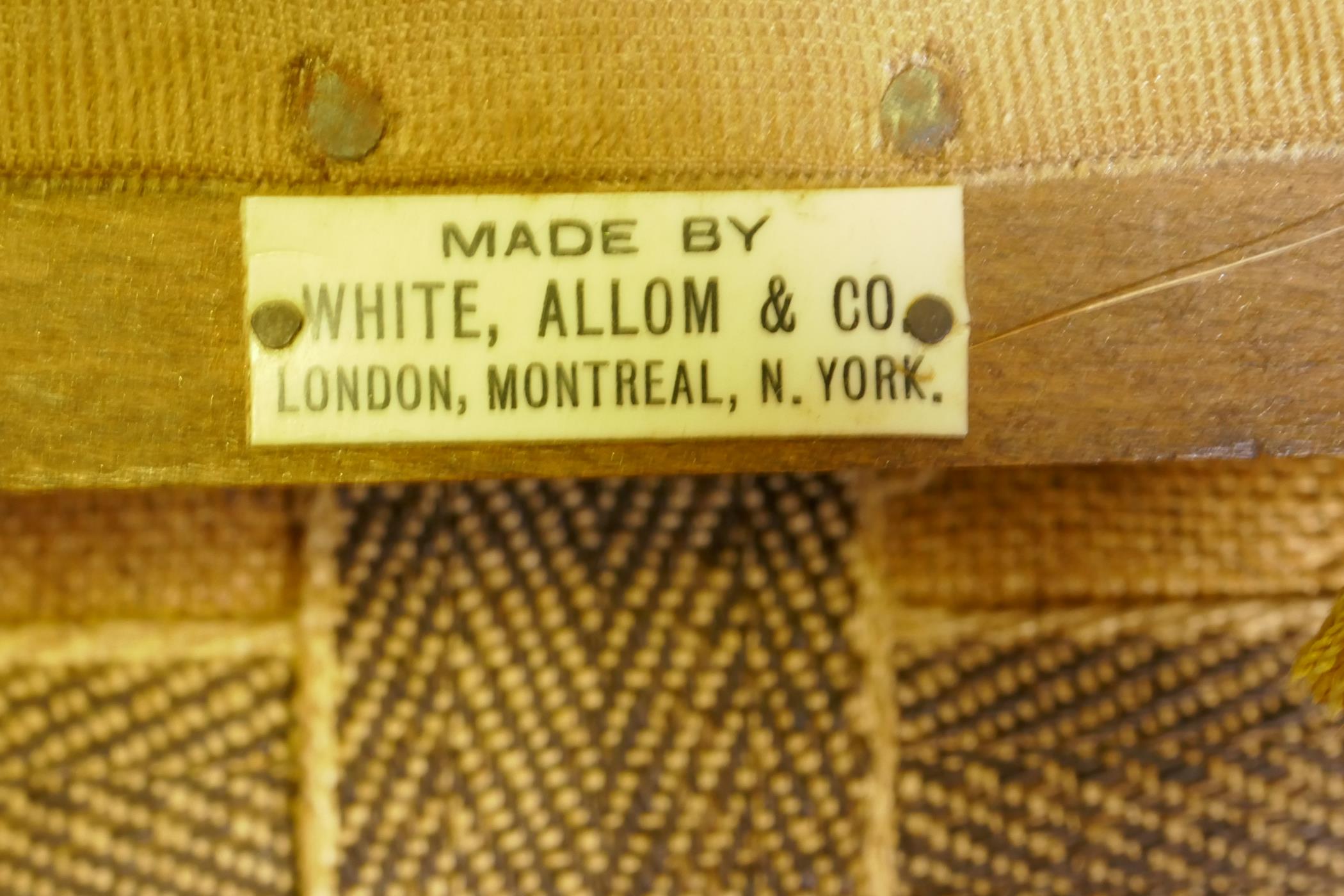 A country house high back throne style chair, labelled White Allom & Co, London, Montreal, New York - Image 3 of 3