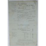 An early C19th French patent/tax form, 26 x 40cm