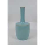 A Chinese Ru ware style mallet shaped vase, 27cm high