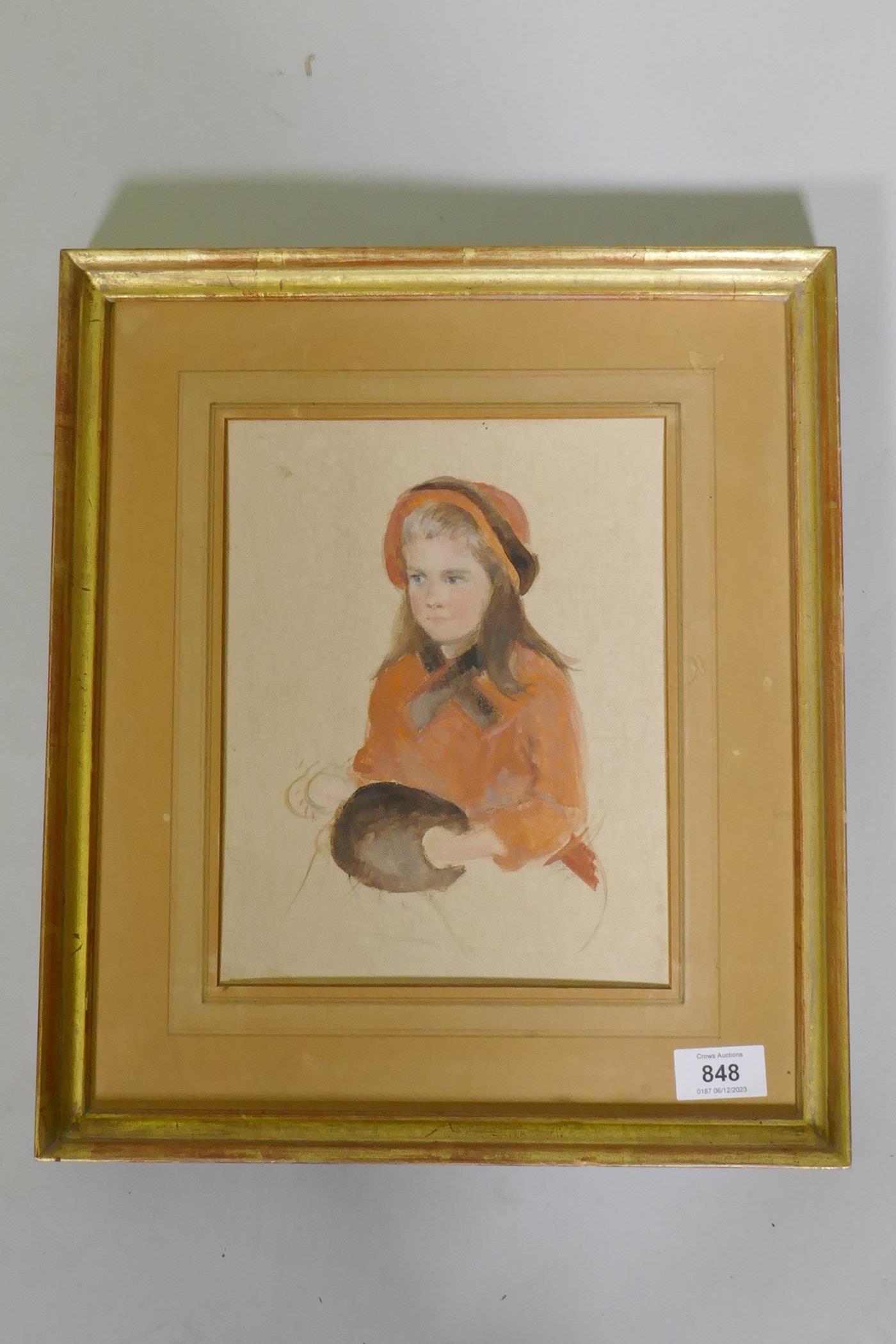 B. Melcher, (American), Allegra, portrait of a young girl, labelled verso, dated 1968, oil on canvas - Image 2 of 3