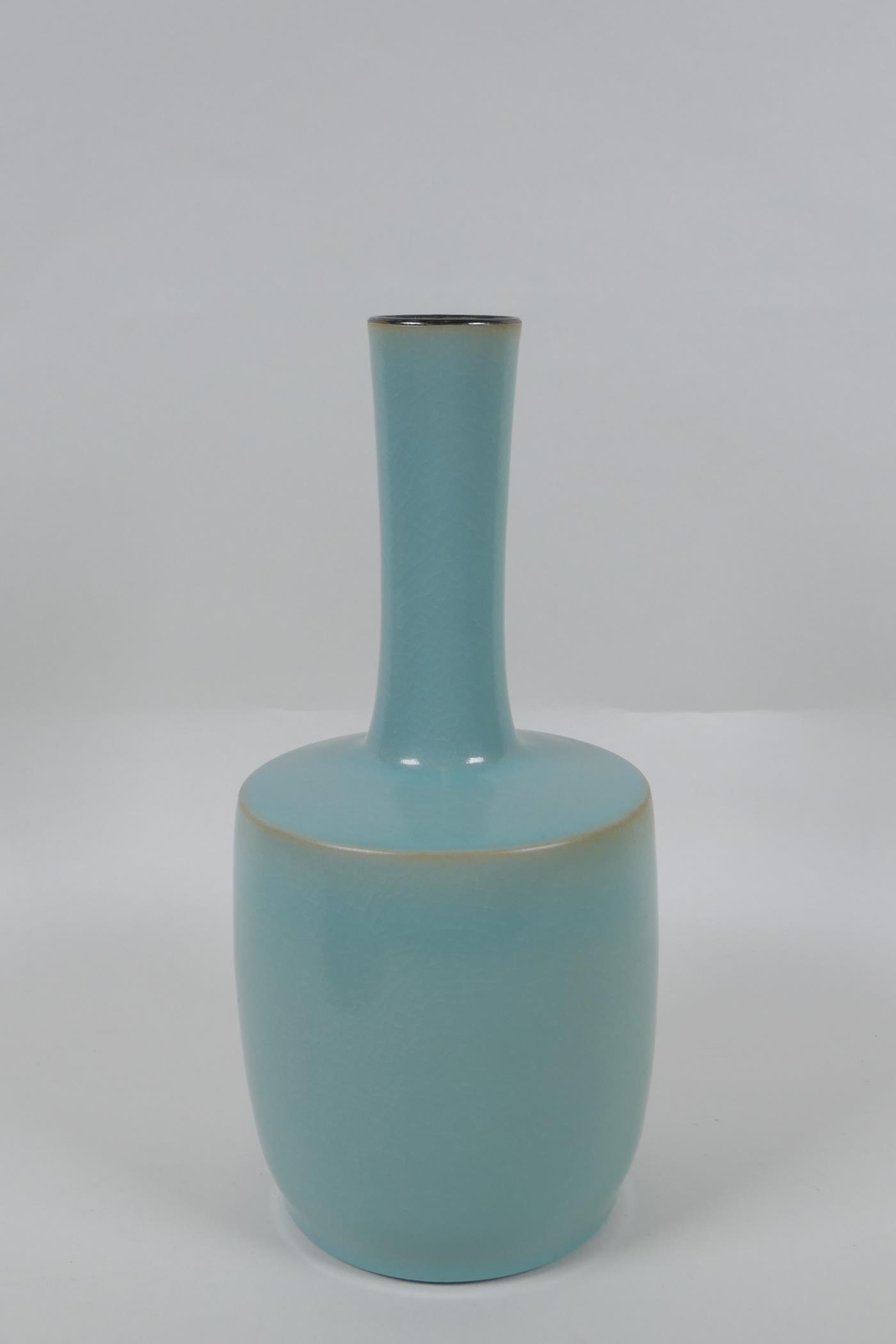 A Chinese Ru ware style mallet shaped vase, 27cm high - Image 2 of 4