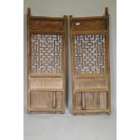 A pair of Chinese elm door panels, 50 x 140cm