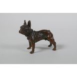 A cast bronze figure of a French bulldog, 7cm long