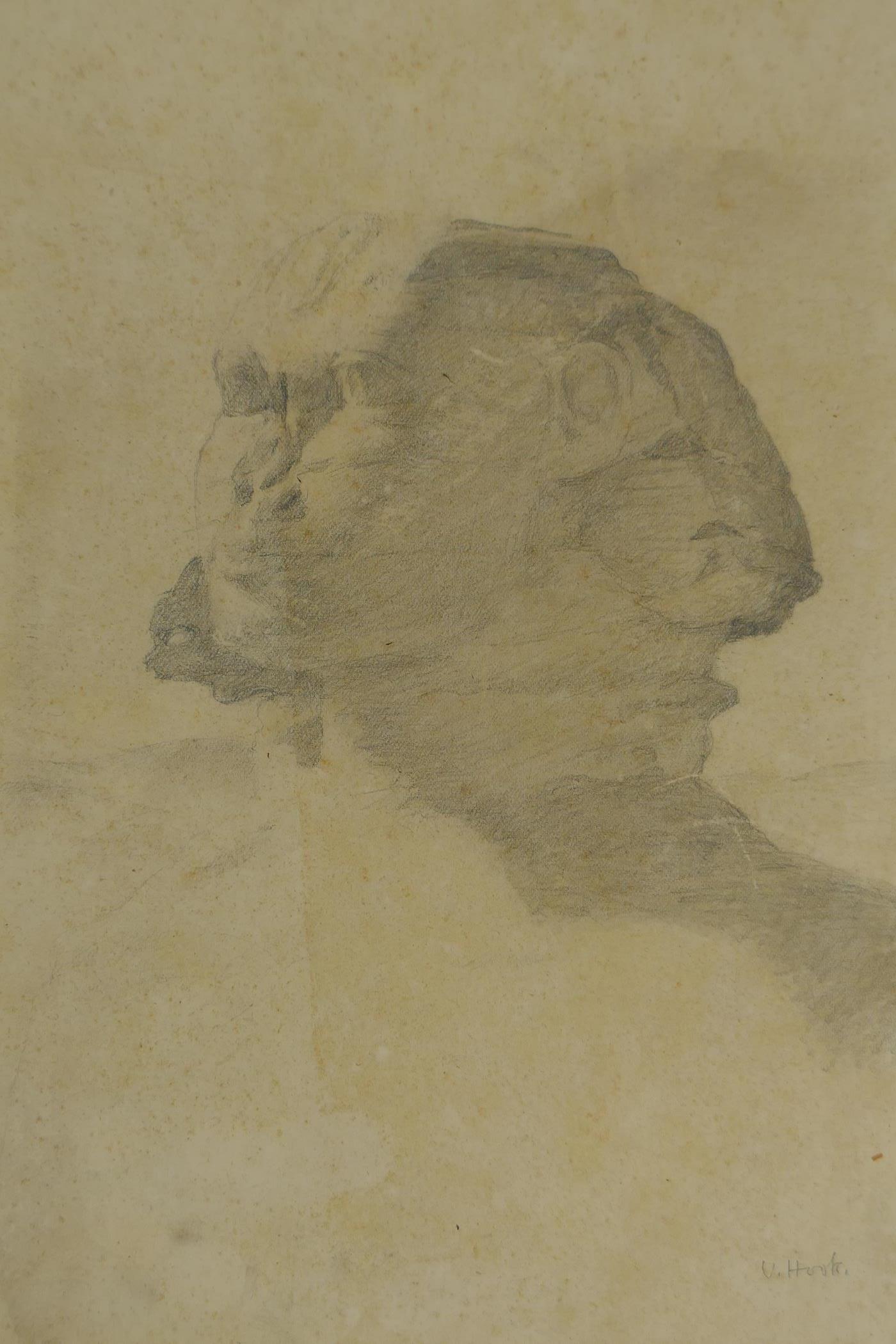 Una Hook RA, (b.1889),four early C20th pencil sketches of the Sphinx, one dated 1912, 21 x 27cm - Image 4 of 7