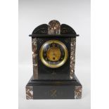 A Victorian slate mantel clock, 34cm high