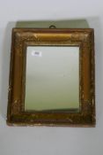 C19th French giltwood neo-classical picture frame, with later inset mirror, 36 x 30cm, aperture 20 x