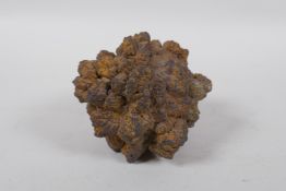 Natural history interest, a weathered Marcasite nodule from the Chalk, 10cm diameter