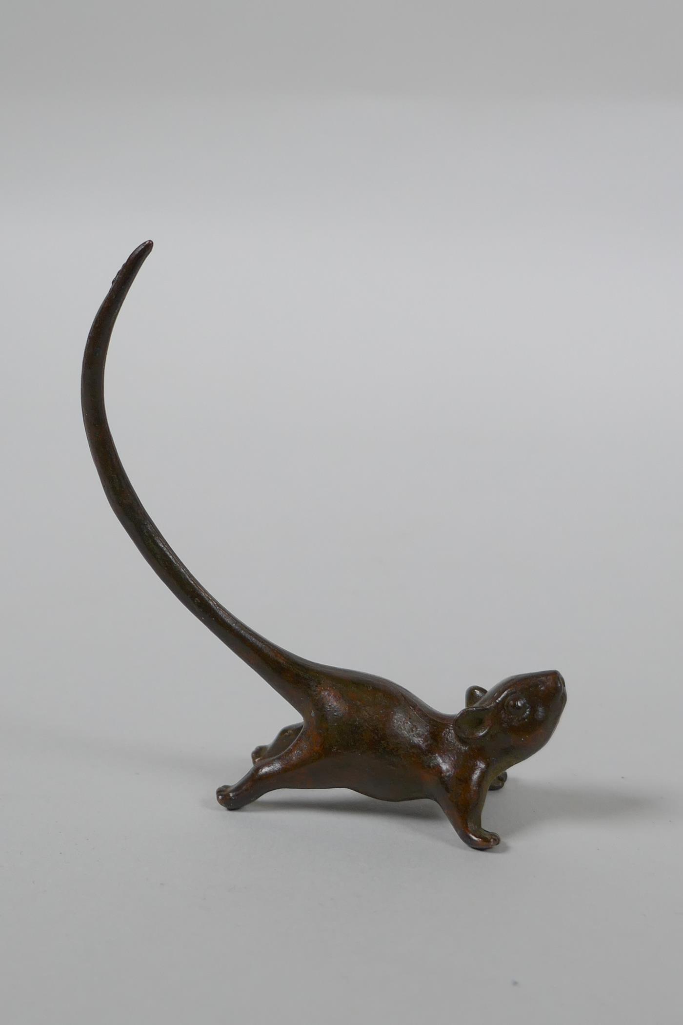 A Japanese style bronze okimono rat, 8cm high - Image 2 of 2