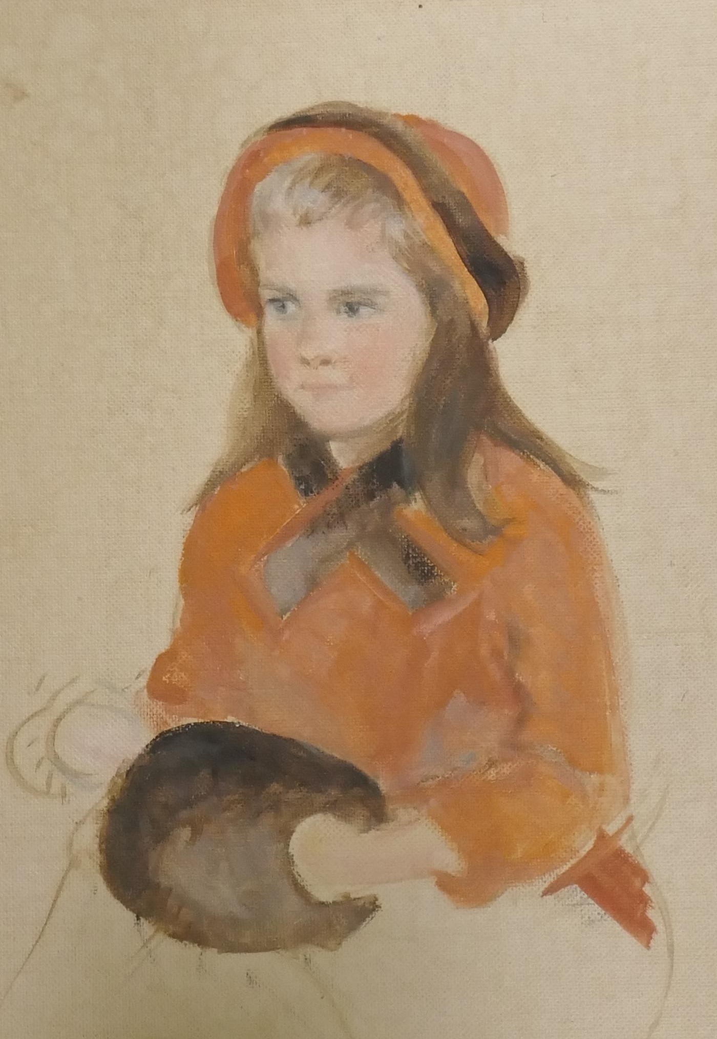 B. Melcher, (American), Allegra, portrait of a young girl, labelled verso, dated 1968, oil on canvas