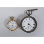 A 14ct gold cased open face pocket watch by J.G. Graves (John George) of Sheffield, the enamel