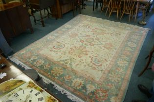 A fine English design Zeigler Mahal handmade cream ground carpet with green borders, 250 x 310cm