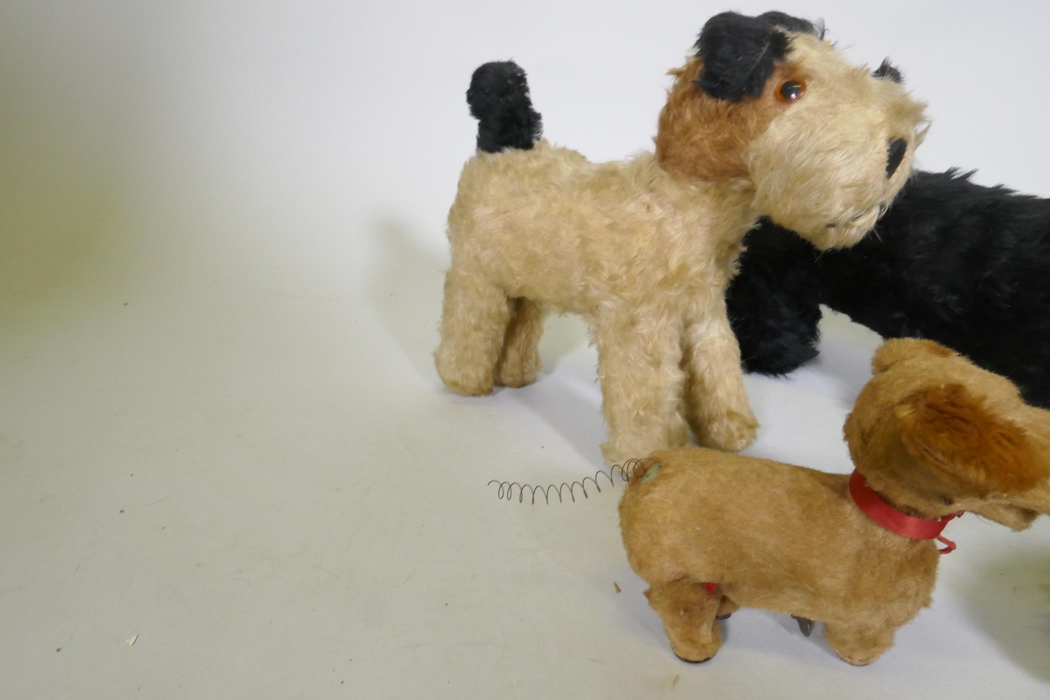 Antique stuffed toys, Angus terrier, terrier, possibly Chad Valley, push dog with rubber head and - Image 4 of 5