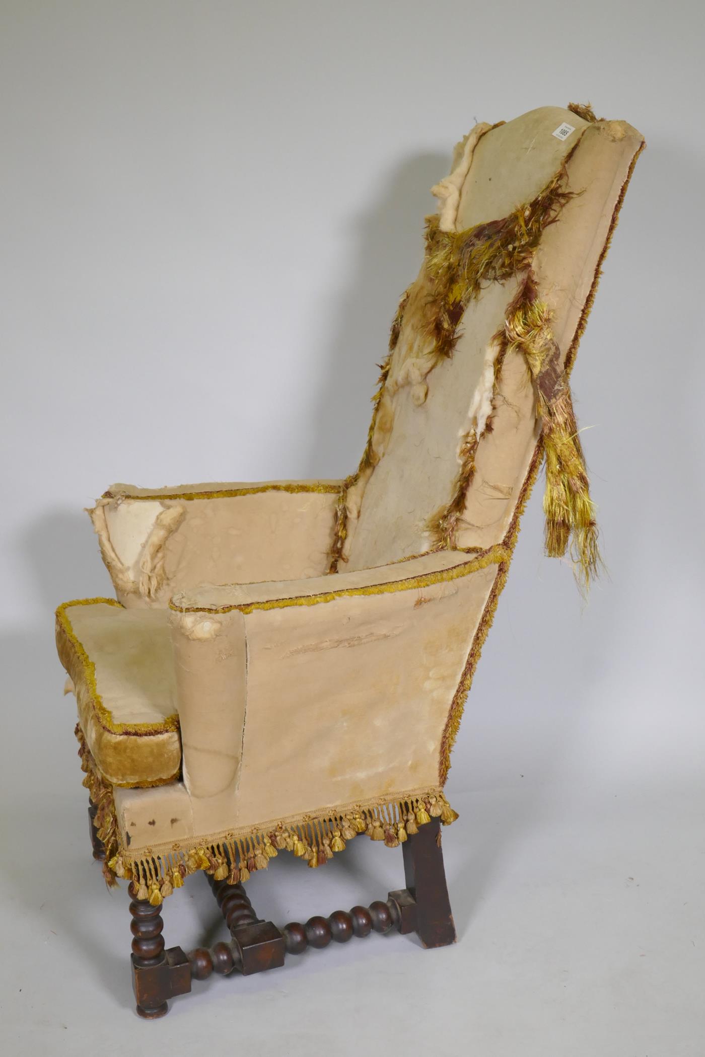 A country house high back throne style chair, labelled White Allom & Co, London, Montreal, New York - Image 2 of 3