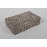 A late C19th Chinese Da Xing silver box, with repousse decoration depicting the eight immortals in a