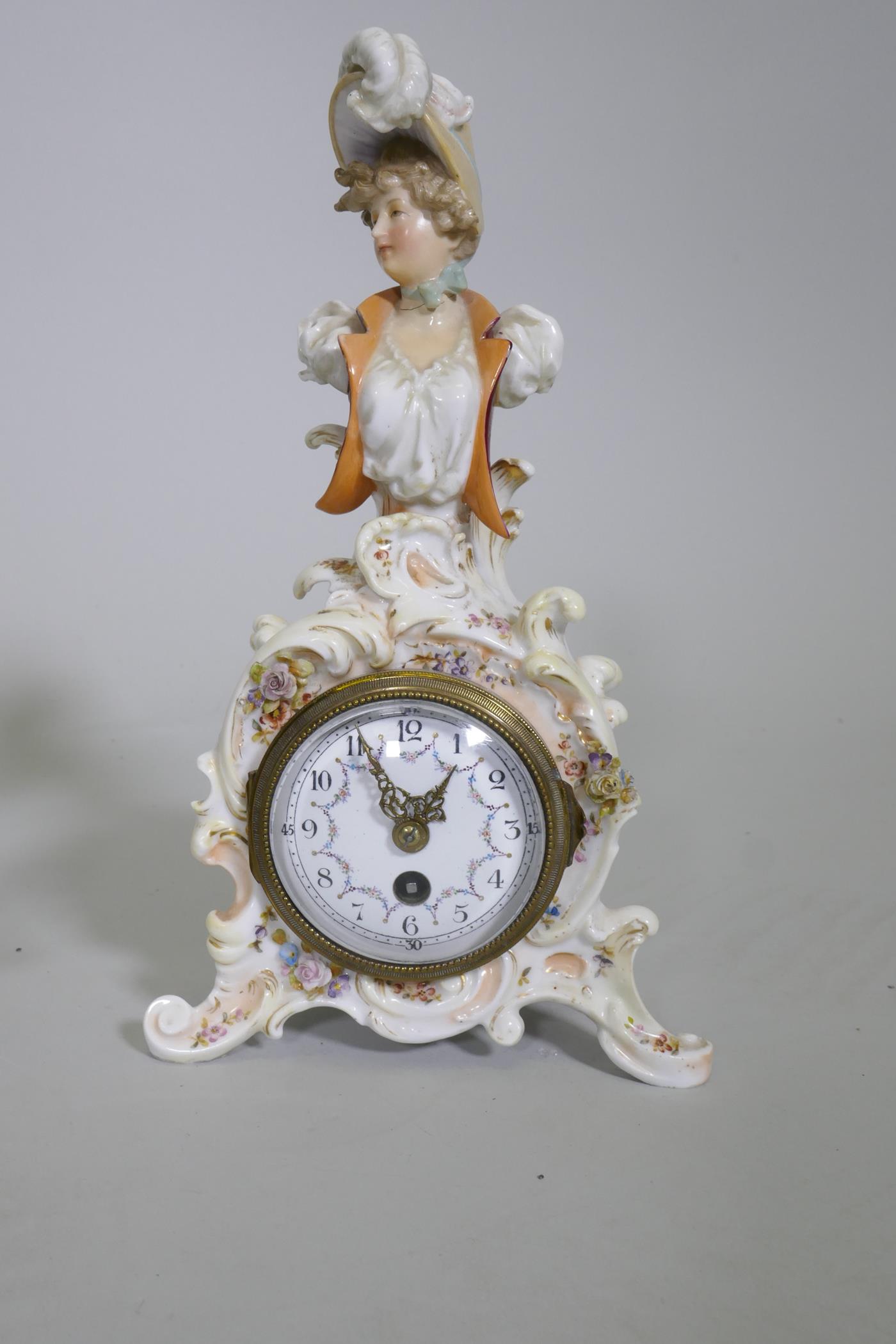 Continental porcelain figures, five Goebel (one AF), a figure group, Karl End bird and a clock - Image 2 of 9