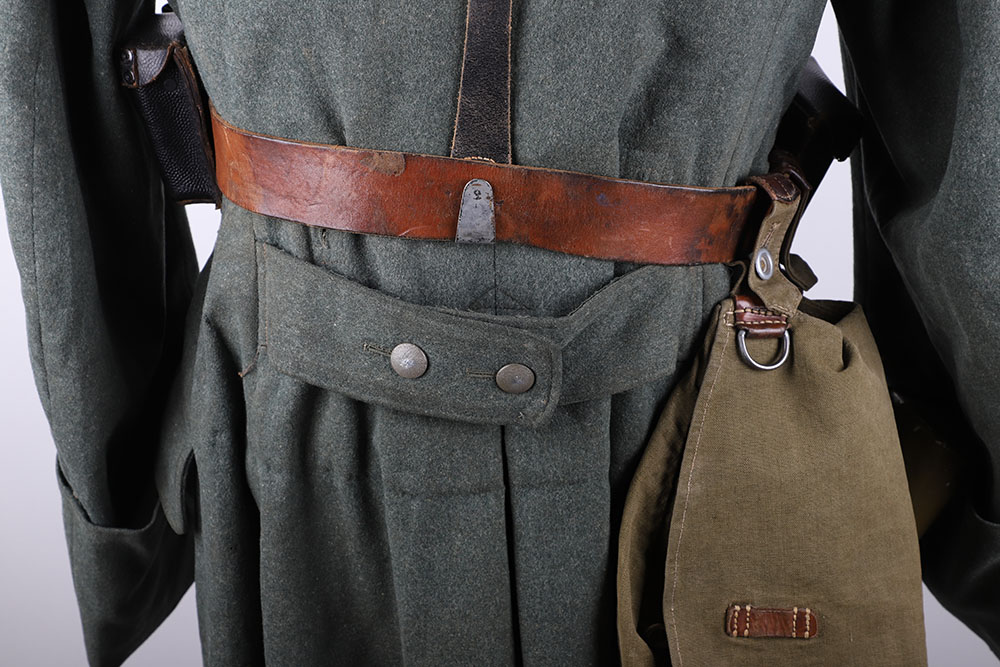 WW2 German Army Greatcoat, Overseas Cap and Equipment Set - Image 7 of 23