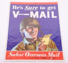WW2 American US Army Postal Service V-Mail Poster