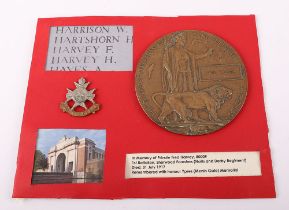 WW1 British Bronze Memorial Plaque Fred Harvey