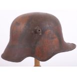 Rare WW1 German M-18 Ear Cut Out Steel Combat Helmet