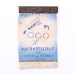 Rare Third Reich Era Berlin Winter Olympic Games Ticket Badge for Admittance to the Downhill Skiing