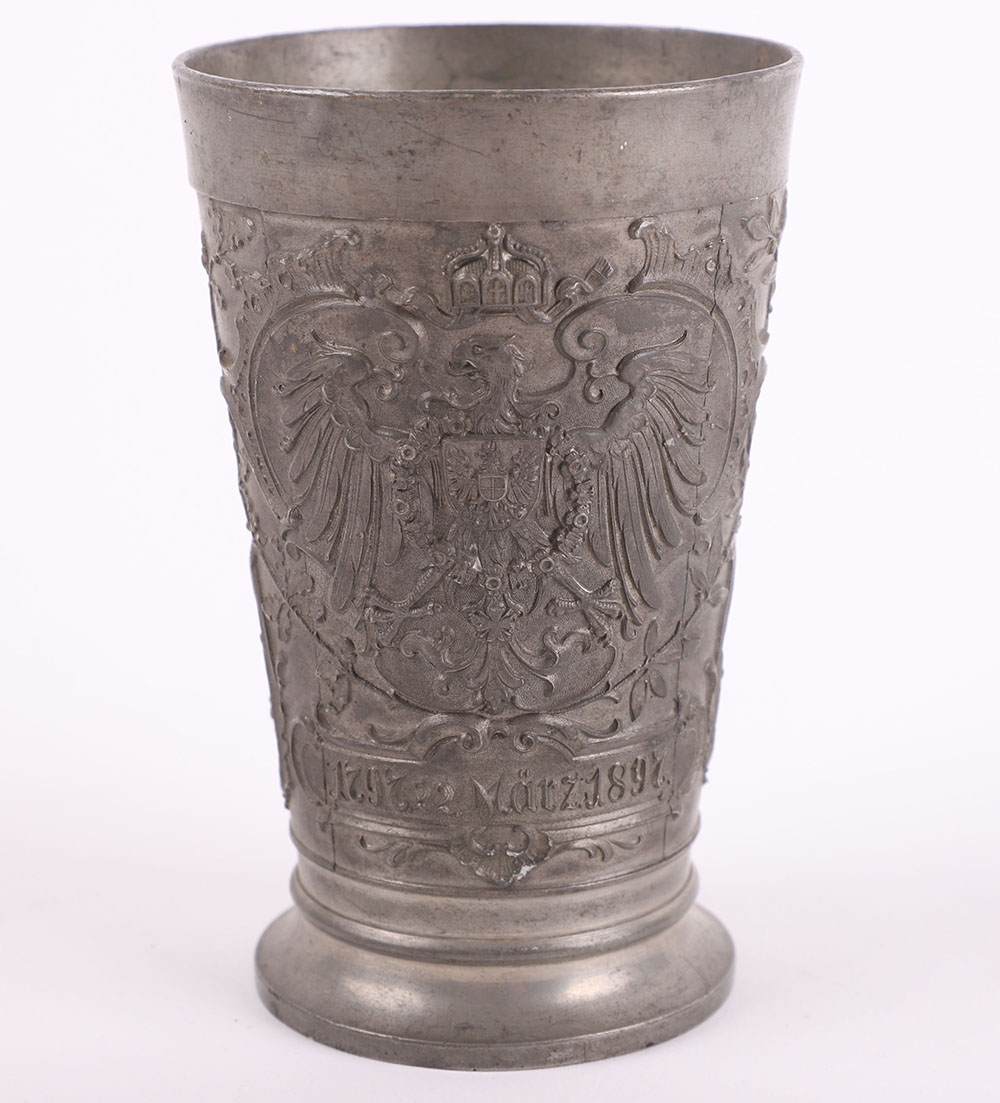 Pewter Beaker to Commemorate the Centenary of the Prussian Kaiser 1797-1897