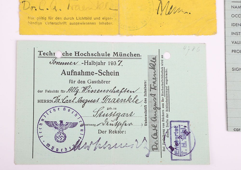 Historically Interesting Document Grouping of German Scientist Dr C A Traenkle Who After The War Was - Image 7 of 34