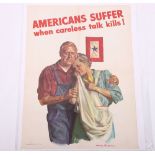 1943 WW2 American Home Front Poster Americans Suffer When Careless Talk Kills!