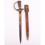 Impressive German Hunting / Forestry Cutlas with Gilt and Damascus Blade