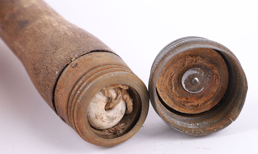 Rare Inert WW2 German Stick Grenade with Fragmentation Shrapnel Sleeve - Image 7 of 7