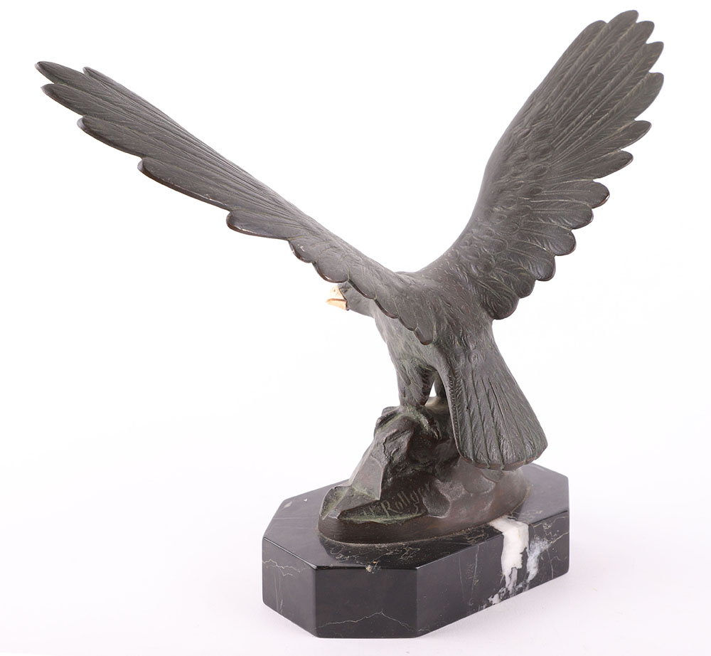 1930’s German Bronze Desk Sculpture of an Eagle by H Rottger - Image 4 of 8