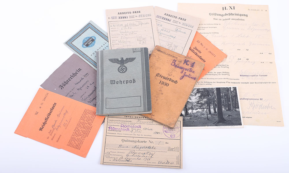 WW2 German Wehrpass and Paperwork Grouping of Otto Grimm