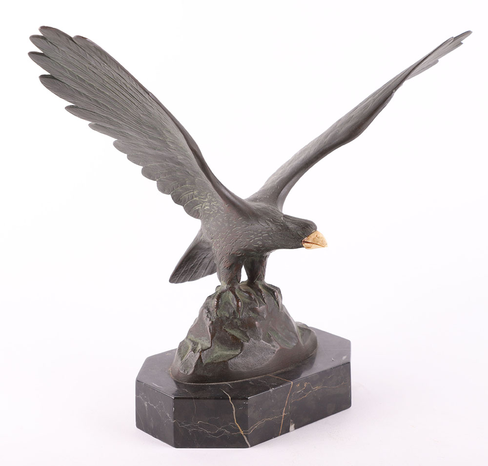 1930’s German Bronze Desk Sculpture of an Eagle by H Rottger