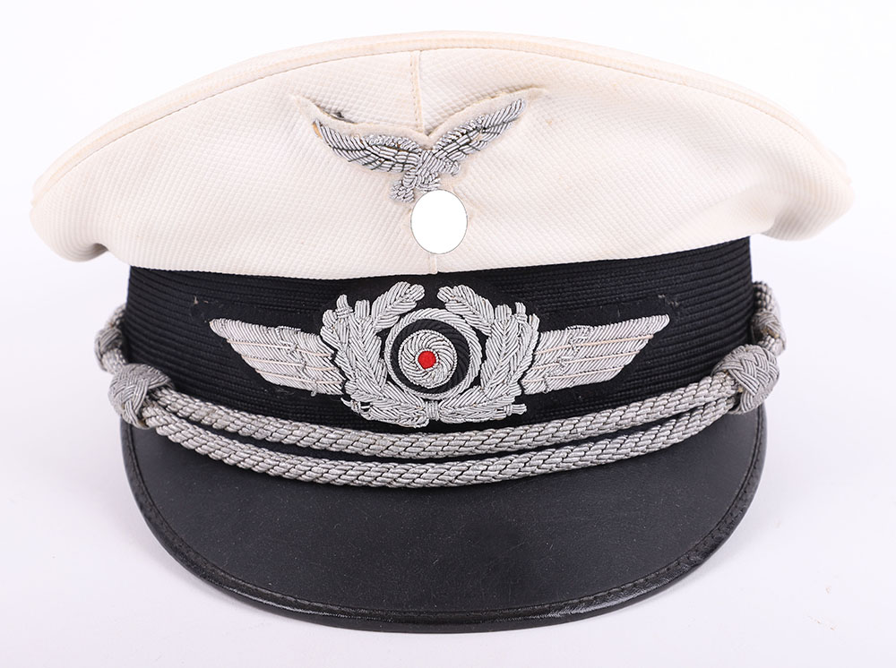 WW2 German Luftwaffe Officers Summer Pattern White Toped Peaked Cap